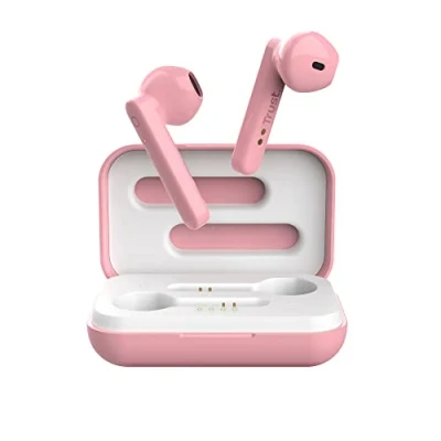 Abbildung von Trust Mobile Primo Touch Bluetooth Kopfhörer, In Ear Kabellose Ohrhörer, Earbuds mit Ladecase, TWS, Integriertes Mikrofon, bis zu 10 Stunden Spielzeit, für Android, Chrome, iOS, Windows, Rosa