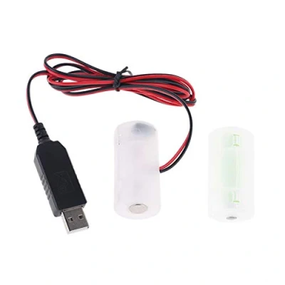Abbildung von DALIN AM2 LR14 C Batterie Eliminator, 2 m, USB betrieben, Ersatz für 1 bis 4 x 1,5 V Batterien.