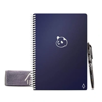 Abbildung von Rocketbook Panda Planer Wiederverwendbarer Täglicher, Wöchentlicher, Monatlicher mit 1 Pilot Frixion Stift und Mikrofasertuch Enthalten Blau Einband A4