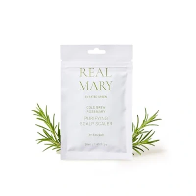 Abbildung von Rated Green Real Mary Cold Brew Rosmarin Purifying Scalp Scaler w/Sea Salt Hypoallergene koreanische trockene Kopfhaut, Haarpflege für schuppige, juckende und milde gestörte Tiefenpflege,
