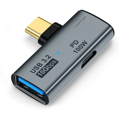 Abbildung von IVIVTOR USB C 2 in 1 Adapter auf 3.2 OTG Splitter mit 100W Schnellladung für Laptop Tablet Telefon