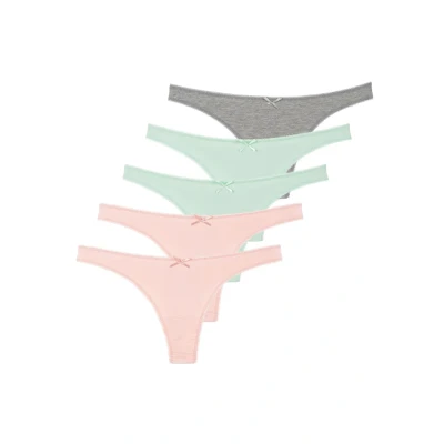 Abbildung von Yenita Stringtangas 5ER SET AUS String, Damen, Größe: Large, Mint pink grau