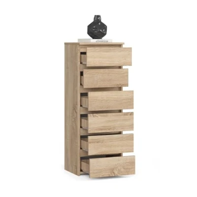 Abbildung von BDW 6 schubladen Kommode Stilvoll, Robust Und Vielseitig Sideboard Buffetschrank 40x109x35 cm Eiche Sonoma
