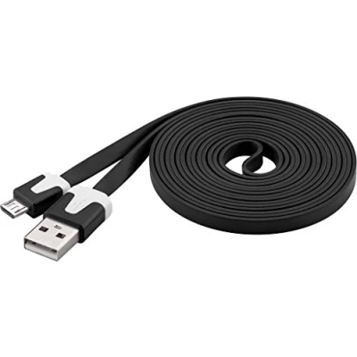 Abbildung von PremiumCord USB Micro PVC Flaches Verbindungskabel 2m, A Stecker auf B Stecker, 2.0 High Speed Datenkabel, 2x geschirmt, AWG28, Farbe schwarz, Länge 2m