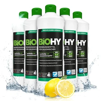 Abbildung von BiOHY Reinigungsmittel für Saugwischer mit Frischeduft (6 x 1 Liter) 1:200 Konzentrat alle Nass Trockensauger ideal Fliesen, PVC, Parkett, Laminat &amp; Teppich streifenfreier Glanz