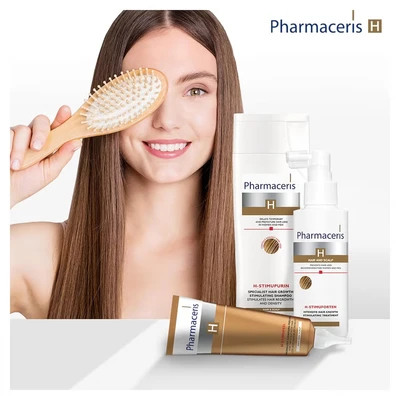 Abbildung von Pharmaceris H Stimuforten, Intensives Haarwuchs Stimulierendes Spray, Haarausfallbehandlung, Frauen und Männer, für Empfindliche Kopfhaut 125 ml