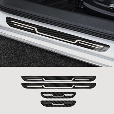 Abbildung von CWMMKL 4 Stück Edelstahl Einstiegsleisten Schutz für Hyundai Tucson NX4 / Hybrid/N Line 2021 2022 2023 2024, Türschweller Beschützer Türschutzleisten Zierleisten,Carbon Fiber Look