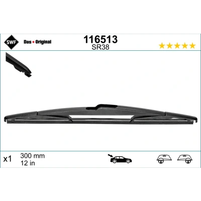 Abbildung von Scheibenwischer Swf Rear 116513 300mm hinten Standard TOYOTA: Yaris III Schrägheck, Verso S, Corolla XII Kombi, MAZDA: 3 6 Station Wagon