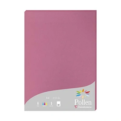 Abbildung von Clairefontaine 224281C Packung mit 25 Blatt Briefpapier Pollen DIN A4 (21x29,7cm), 210g, ideal für Ihre Korrespondenz und Einladungen, Hortensienrosa, 1 Pack
