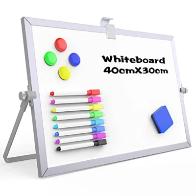 Abbildung von OWill Whiteboard Magnetisch,30 x 40 cm magnettafel kinder,whiteboard klein mit ständer,schreibtafel abwischbar A3 mini whiteboard,tragbare doppelseitige white board,für Schule &amp; Haus und Büro