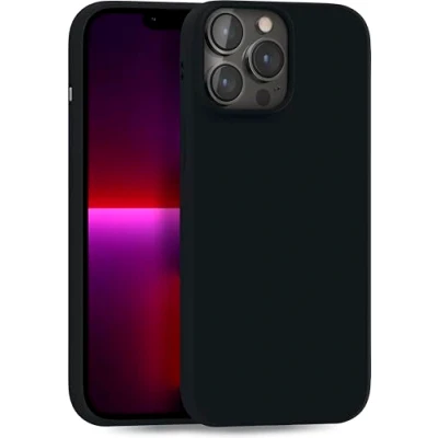 Abbildung von MyGadget Hülle kompatibel mit iPhone 13 Pro Max robuste Handyhülle TPU Case Slim Silikonhülle Back Cover Kratzfest Schutzhülle matt Schwarz