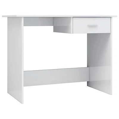 Abbildung von vidaXL Schreibtisch mit 1 Schublade Computertisch Arbeitstisch Bürotisch PC Tisch Laptoptisch Büromöbel Hochglanz Weiß 100x50x76cm Holzwerkstoff