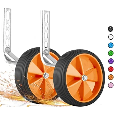 Abbildung von PROMETHEUS BICYCLES Stützräder Kinderfahrrad Stützrad Fahrrad 12 Zoll 14 16 18 für Kinder universal stabile Stahlkonstruktion mit Gummi Reifen (Orange)