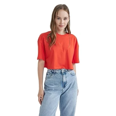 Abbildung von DeFacto Women&#039;s B0651AX T Shirt, RED, Small