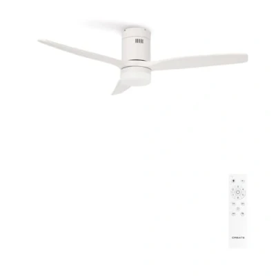 Abbildung von CREATE / WINDCALM/Deckenventilator mit Beleuchtung Weiß Fernbedienung 40W, Leise, Ø132 cm, 6 Geschwindigkeiten, Timer, DC Motor, Sommer Winterbetrieb