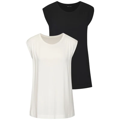 Abbildung von Lascana PACK OF 2 Tshirt basic, Damen, Größe: 40/42, Schwarz creme