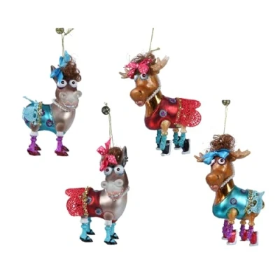 Abbildung von Decoris season decorations Christbaumschmuck, Christbaumschmuck Glas Hirsch Esel 13cm hängend 1 Stück sortiert