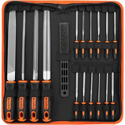 Abbildung von Feilen Set, AojSup 18 tlg. Feilenset Metall und Holz mit Aufbewahrungstasche, Hochwertiges Profi Feilensatz inkl Flachstumpfeile, Halbrundfeile, Rundfeile, Dreikantfeile