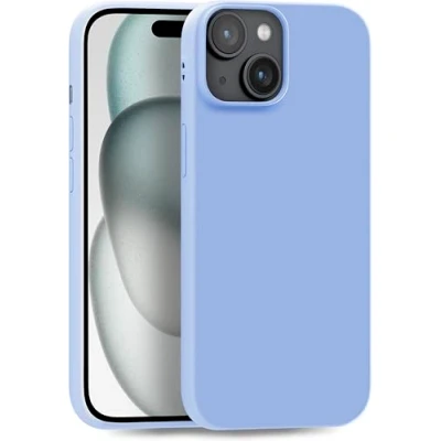 Abbildung von MyGadget Hülle kompatibel mit iPhone 15 Plus robuste Silikon Schutzhülle TPU Case Slim Silikonhülle Back Cover Ultra Kratzfest Handyhülle matt Babyblau