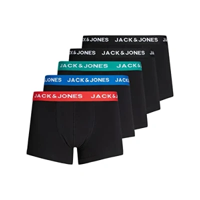 Abbildung von JACK &amp; JONES Herren Boxershorts Unter Hosen Pants 5er Pack, Farbe:Schwarz, Größe:L