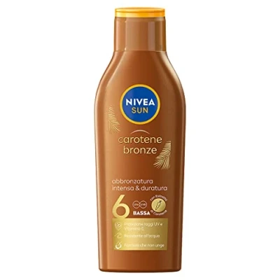 Abbildung von NIVEA SUN Carotene Bronze FP 6 Sonnenmilch 200 ml, Sonnencreme mit Schutz für eine goldene Haut, Bräunungscreme angereichert Carotin und Vitamin E