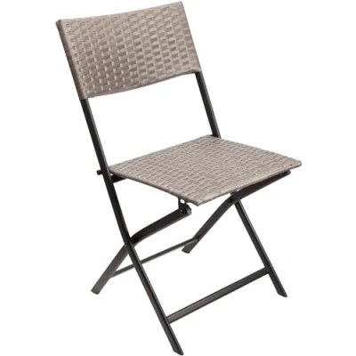 Abbildung von BRUBAKER Campingstuhl Toskana Polyrattan Klappstuhl wetterfest und robust (Balkonstuhl klappbar, 1 St), Camping Stuhl für Garten Balkon Terrasse Gartenstuhl Grau Braun