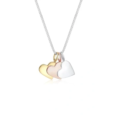 Abbildung von Elli Halskette Damen Tri Color Herz Anhänger Liebe in 925 Sterling Silber Rosé vergoldet