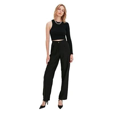 Abbildung von TRENDYOL Damen Schwarze Geräumige Hose Groß Pants Chino, Schwarz, 42