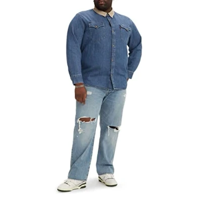 Abbildung von Levi&#039;s Herren 501® Original Fit Big &amp; Tall Jeans, Light Indigo Destructed, 44W / 32L
