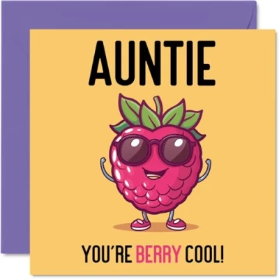 Abbildung von Stuff4 Geburtstagskarten für Tante Berry Cool lustige Geburtstagskarte von Neffe, Nichte, Geburtstagsgeschenke, 145 mm x mm, Witz Grußkarten Frauen und sie
