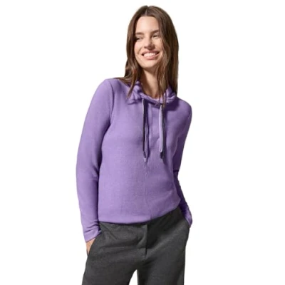 Abbildung von Cecil MIT Schalkragen Langarmshirt, Damen, Größe: Medium, Lila