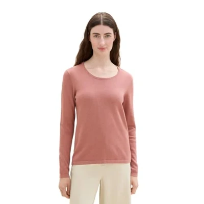 Abbildung von TOM TAILOR Damen 1044388 Basic Pullover mit Rundhalsausschnitt, 33157 Fading Rose Melange, XXX Large