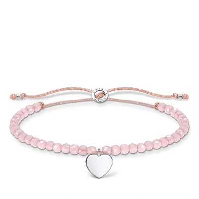 Abbildung von THOMAS SABO Armband rosa Perlen mit Herz, roségold, A1985 813 9 L20V, 893 Rosenquarz oder Jaspis