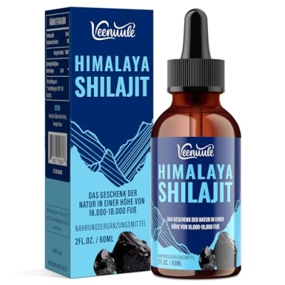 Abbildung von Shilajit Original Himalaya Tropfen, 100% Reine Höchste Potenz Mumijo, Reich an Fulvosäure &amp; Mineralien, 5X Konzentration, Praktischer als Harz und Kapseln, Vegan, 60 ml