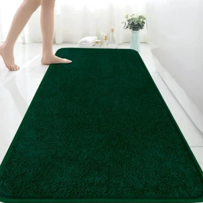 Abbildung von Rururug Badezimmermatte Weiche Mikrofaser Badematte, Badezimmerteppich Groß Bad Teppich 150x60cm, rutschfeste Waschbar Badvorleger, Grün