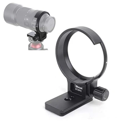 Abbildung von iShoot Stativschelle Stativring Objektiv Montage Stativ Halterungsring Halterung Stützring für Sony FE 70 300mm F4.5 5.6G OSS, unten ist Arca Swiss Fit Kameraplatte Schnellwechselplatte