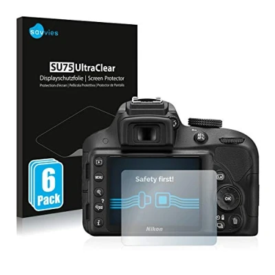 Abbildung von Savvies 6 Stück Schutzfolie für Nikon D3300 Displayschutz Folie Ultra Transparent