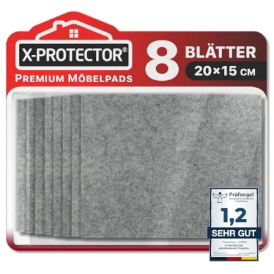 Abbildung von x Protector Filzgleiter 8 Stück 20 15 0.5 cm Prämie Möbelgleiter Grau Filz Selbstklebend Bodenschoner für Stühle Große Menge an Schützen Sie Ihre Böden