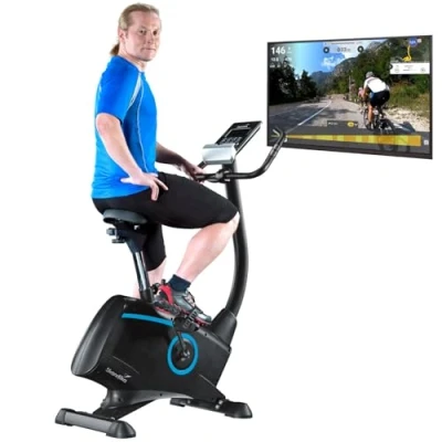Abbildung von Skandika Ergometer Cardio Bike Atlantis Heimtrainer mit App Steuerung, Bluetooth, 32 Stufen, geräuscharm, Transportrollen, bis 150kg