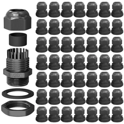 Abbildung von hb digital 50х Kabelverschraubung M25 für 11 15mm Kabeldurchmesser IP68 Staub &amp; wasserdicht mit Gummidichtung Gegenmutter Klemmlamellen Stopfbuchse Isolation Kabeleinführung Schwarz