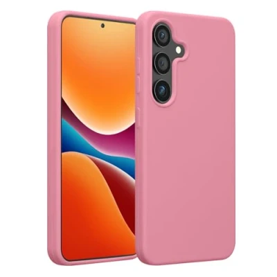 Abbildung von kwmobile Schutzhülle kompatibel mit Samsung Galaxy S25 Hülle Silikon Handy Case Handyhülle für weiche Oberfläche kabelloses Laden Dark Rose