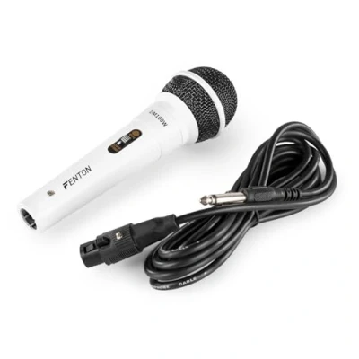 Abbildung von Fenton DM100W weißes dynamisches Mikrofon für Karaoke und DJs