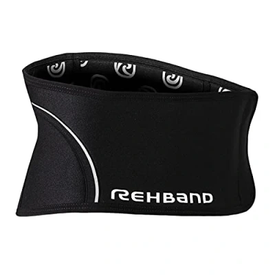 Abbildung von Rehband Rückenbandage Schwarz, Rückenstützgürtel aus 5mm SBR/Neopren, Stabilisationsgürtel für Rücken &amp; Lendenwirbelsäule, Farbe:Schwarz, Größe:L