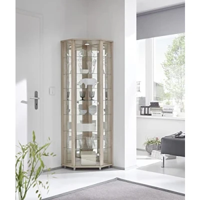 Abbildung von möbelando Eckvitrine Vitrinenschrank Glasvitrine Vitrine Berlin II Sonoma Eiche