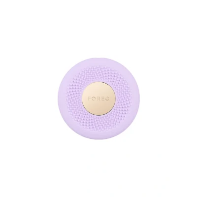 Abbildung von FOREO UFO 3 go Gesichtsmasken Hautpflegegerät unterwegs Feuchtigkeitscreme Anti Aging Pflege Vollspektrum LED und Rotlichttherapie Thermotherapie T Sonic Massage kompakt Lavender