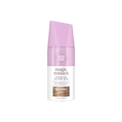Abbildung von Nishlady Magic Retouch Sprays Instant Root Concealer Spray Schnelle und Einfache Anwendung, Ansatz Ausbesserungsspray, für Frauen Haarfarbspray Hellbraun, Schwarz (Light Brown, 100 ml (1er Pack))