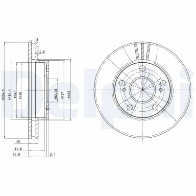 Abbildung von DELPHI BG3172 Bremsscheibe 255 25 5 Belüftet geölt unbehandelt ohne Radlager, ABS Sensorring