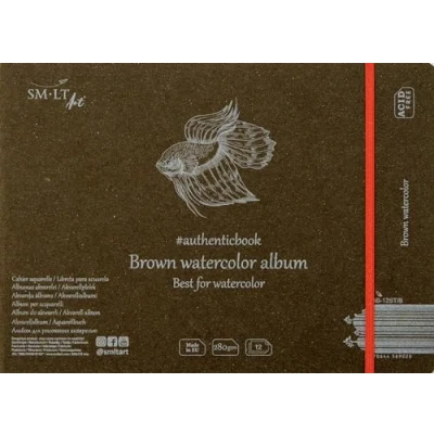 Abbildung von SMLT 5AB 12ST/B Authentic line 245x176 mm genähtes Aquarellblock authenticbook, 280 gsm braunes Aquarellpapier, 12 Blatt