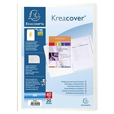 Abbildung von Exacompta 58209E Kreacover Sichtmappe (aus festem PP 800µ, mit 20 Hüllen, DIN A4, 21 x 29,7 cm) 1 Stück weiß