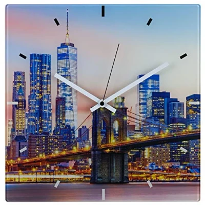 Abbildung von TFA 60.3531 Analoge Funk Wanduhr aus Glas New York (bunt mit Batterie)